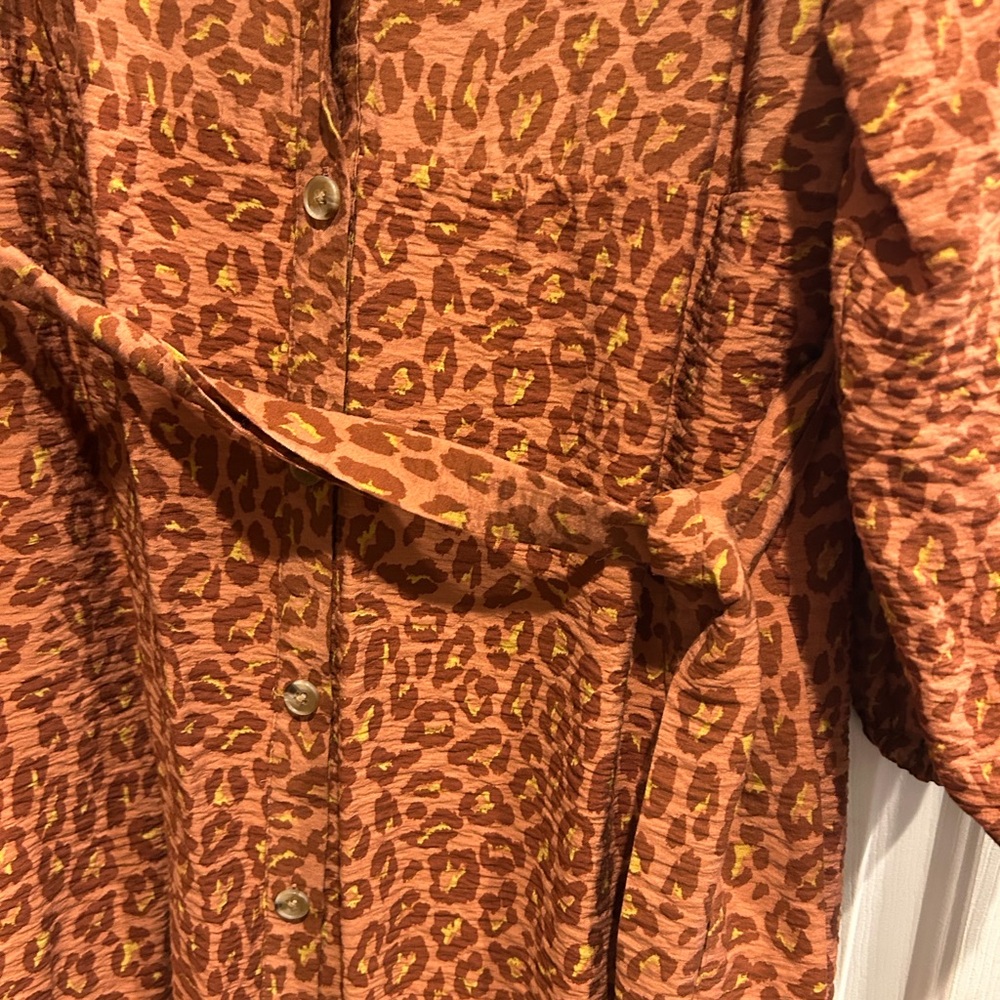 Nine West Rust Leopard-Print Button-Front Midi Dr… - image 4